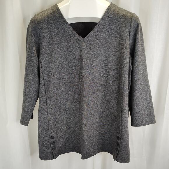 J. Jill Wherever Collection 3/4 Sleeve V-Neck Gray Melange Top, M - Picture 1 of 8